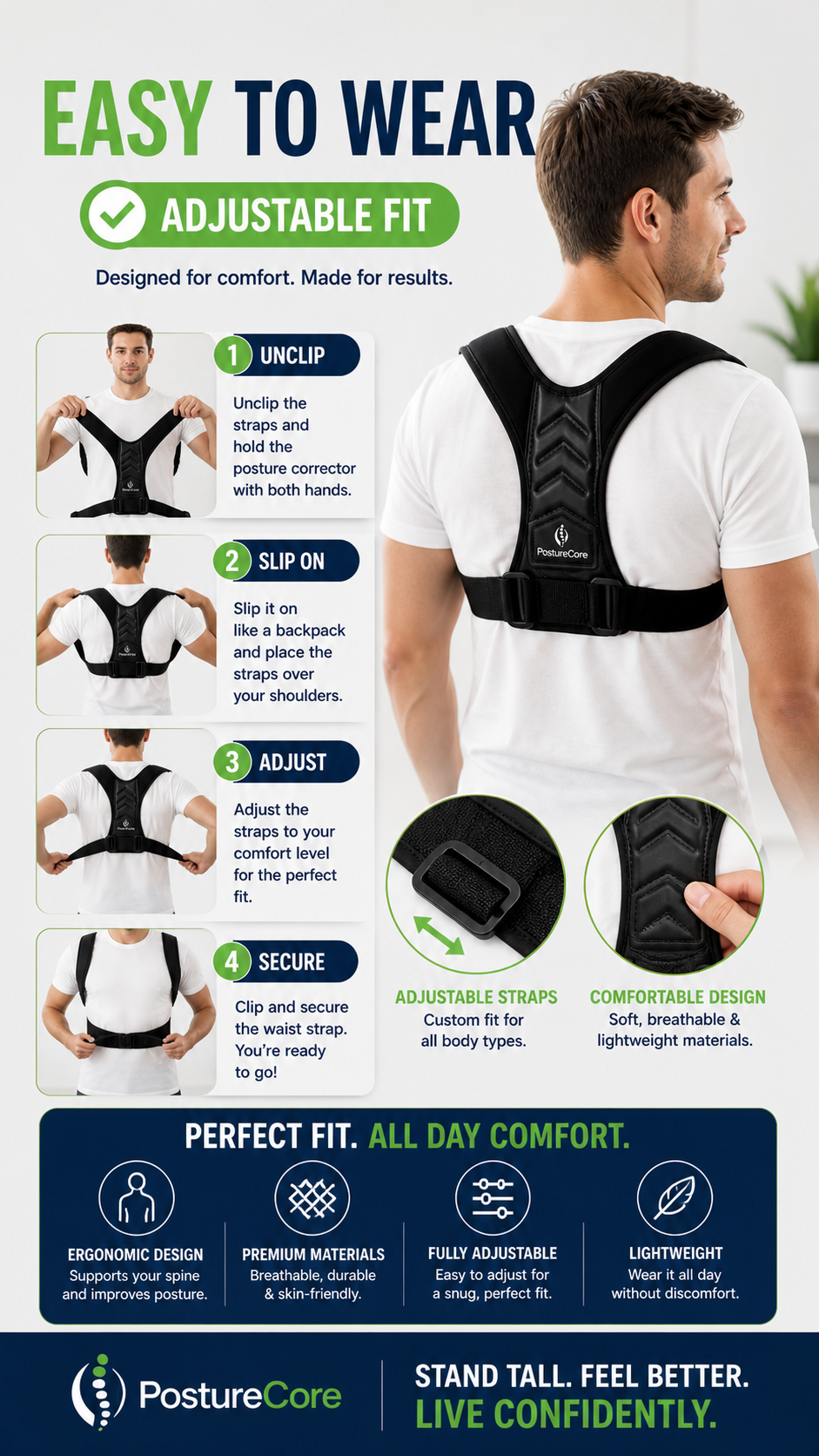SmartPosture™ Pro – Clinically Inspired Back Support for Instant Posture Correction & Lasting Pain Relief