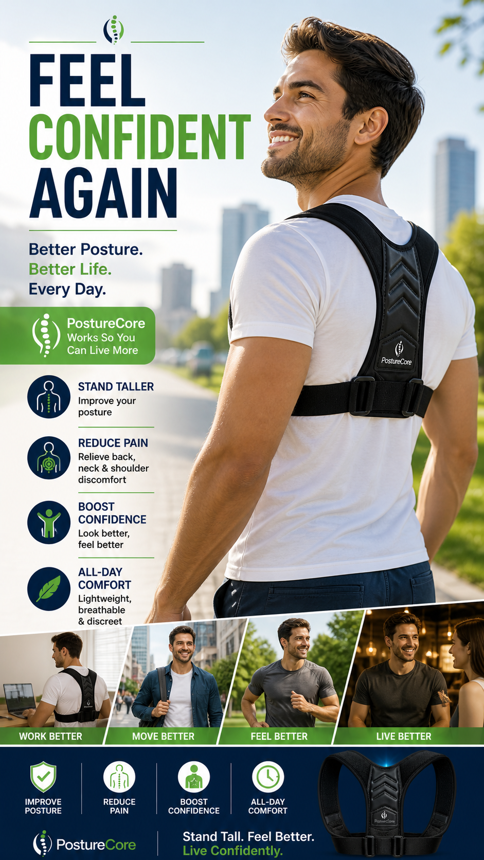 SmartPosture™ Pro – Clinically Inspired Back Support for Instant Posture Correction & Lasting Pain Relief